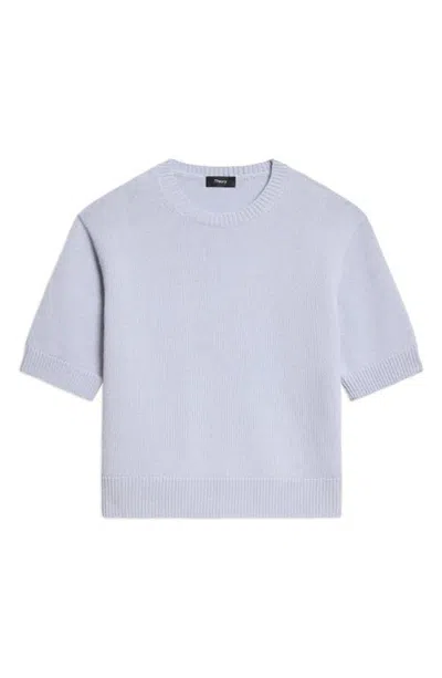 Theory Short Sleeve Cashmere Sweater In Blue