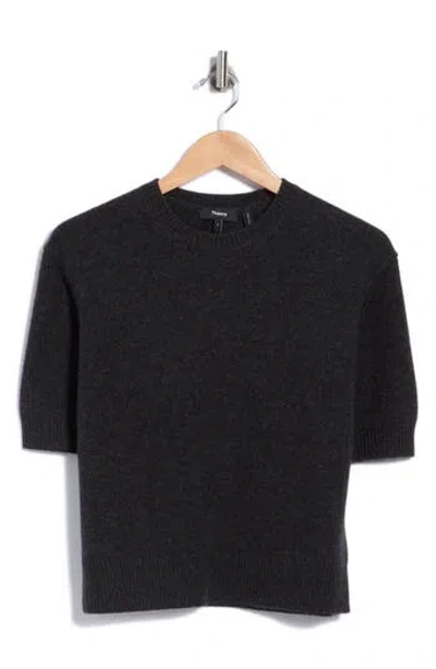 Theory Short Sleeve Cashmere Sweater In Black