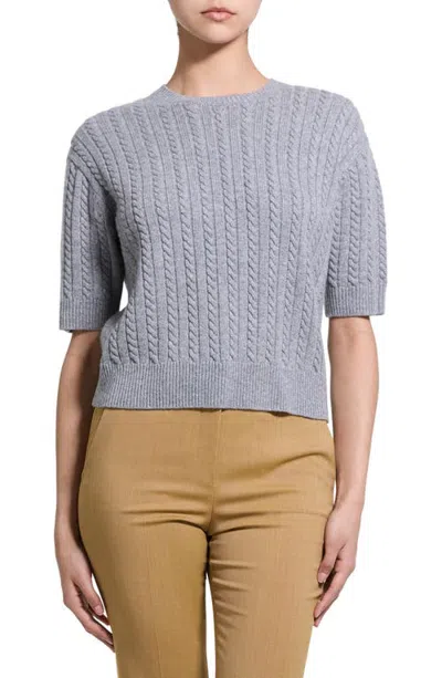Theory Short Sleeve Cashmere Sweater In Blue