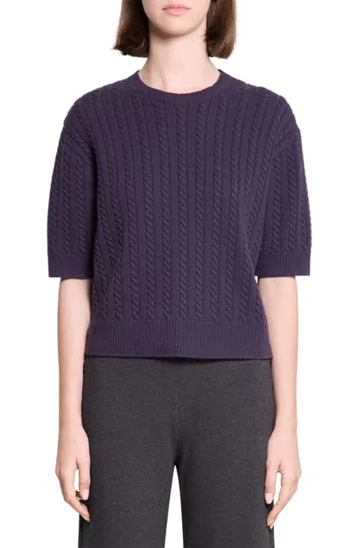 Theory Short Sleeve Cashmere Sweater In Blue