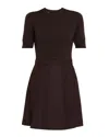 Theory Short-sleeve Combo Mini Dress In Brown