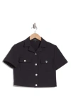 Theory Short Sleeve Crop Shirt Jacket In Dark Navy