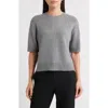 Theory Short Sleeve Crop Wool & Cashmere Sweater In Gray