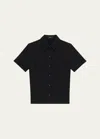THEORY SHORT-SLEEVE FITTED BUTTON-FRONT BLOUSE