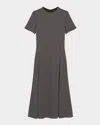 Theory Short-sleeve Flared Midi Dress In Bkmu