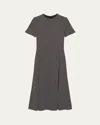 Theory Short-sleeve Flared Midi Dress In Bkmu
