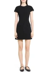 Theory Short Sleeve Front Zip Minidress In Black