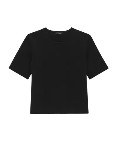 Theory Short-sleeved Crewneck Jersey T-shirt In Black