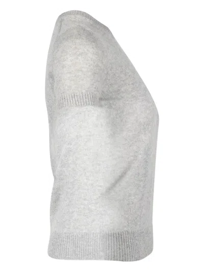 Pre-owned Theory Short-sleeve Knitted Top In Gray