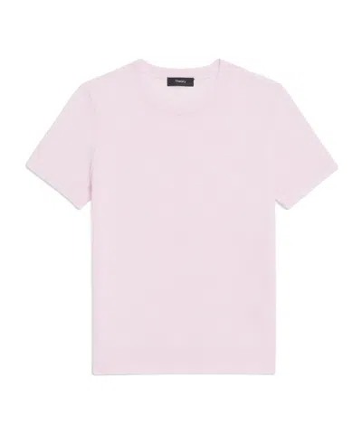 Theory Short-sleeve Knitted Wool Top In Pink
