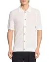 Theory Short Sleeve Linen Button Down Shirt In White