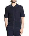 Theory Short Sleeve Linen Button Down Shirt In Blue