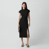 Theory Short-sleeve Midi Dress In Admiral Crepe In Black