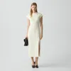 Theory Short-sleeve Midi Dress In Admiral Crepe In Neutral