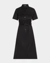 Theory Short-sleeve Military Chino Midi Dress In Black