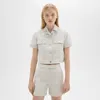 Theory Short-sleeve Military Shirt In Neoteric Twill In Limestone