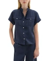 Theory Short Sleeve Military Shirt In Nocturnal Navy