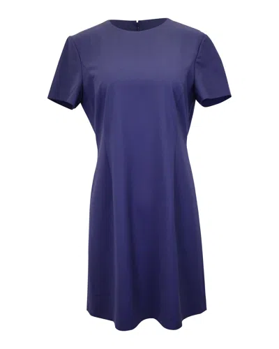 Theory Short Sleeve Mini Dress In Navy Blue Wool