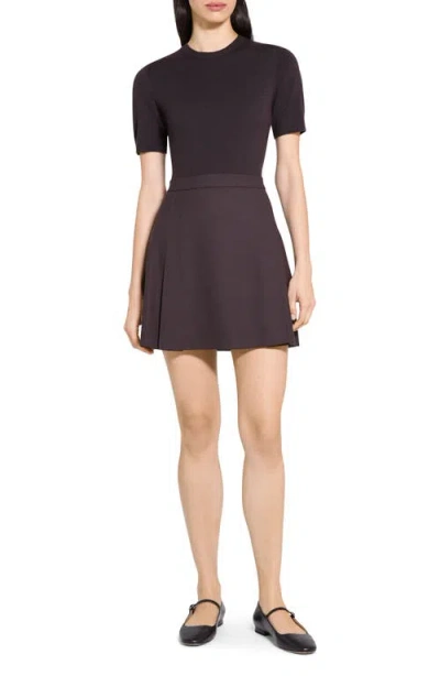 THEORY THEORY SHORT SLEEVE MIXED MEDIA MINIDRESS
