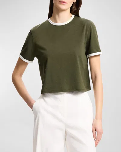 Theory Short-sleeve Organic Cotton Ringer T-shirt In Green