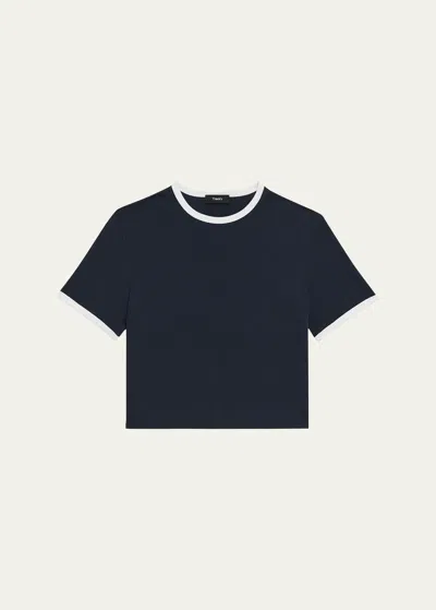 Theory Short-sleeve Organic Cotton Ringer T-shirt In Blue