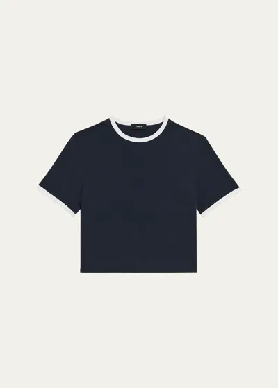 Theory Short-sleeve Organic Cotton Ringer T-shirt In Ncn Nvwht