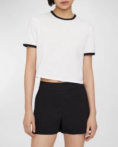 Theory Short-sleeve Organic Cotton Ringer T-shirt In White/black