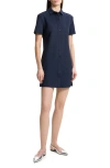 Theory Short Sleeve Piqué Shirtdress In Nocturne Navy