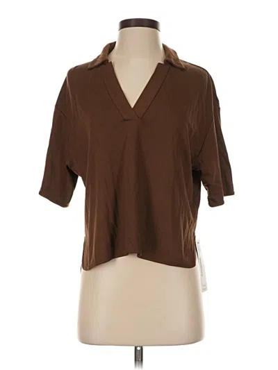 Pre-owned Theory Short Sleeve Polo Shirt In Brown
