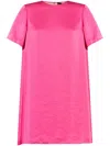 Theory Short Sleeve Satin Dress In Pink