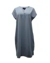 Theory Short Sleeve Shift Dress In Light Blue Polyester In Blue