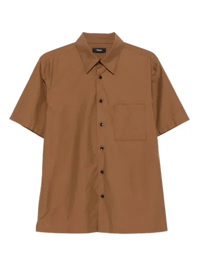 Theory Short-sleeve Shirt In Brown