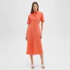 Theory Galena Linen Maxi Shirtdress In Bright Coral
