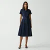 Theory Short-sleeve Shirt Dress In Good Cotton In New Navy