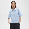 Theory Short-sleeve Shirt In Relaxed Linen In Skylight