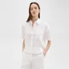 Theory Short-sleeve Shirt In Relaxed Linen In White