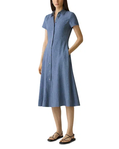 Theory Short Sleeve Shirtdress In Blue