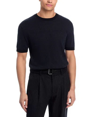 Theory Short Sleeve Silk Linen Crewneck Sweater In Black