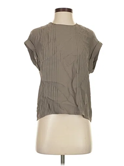 Pre-owned Theory Short Sleeve Silk Top Gray Cowl Neck Tops