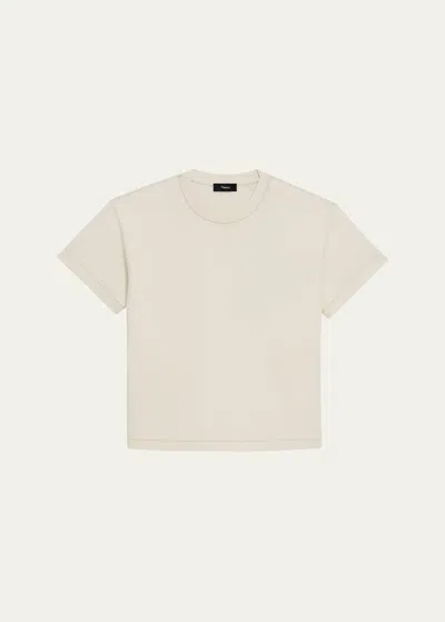 Theory Short-sleeve Stitched Crewneck T-shirt In Ivory