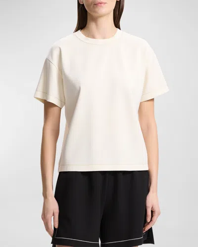 Theory Topstitch Trim T-shirt In Ivory