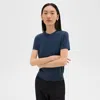 Theory Short-sleeve Sweater In Regal Wool In Ash Blue