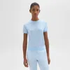 Theory Short-sleeve Sweater In Regal Wool In Stone Blue