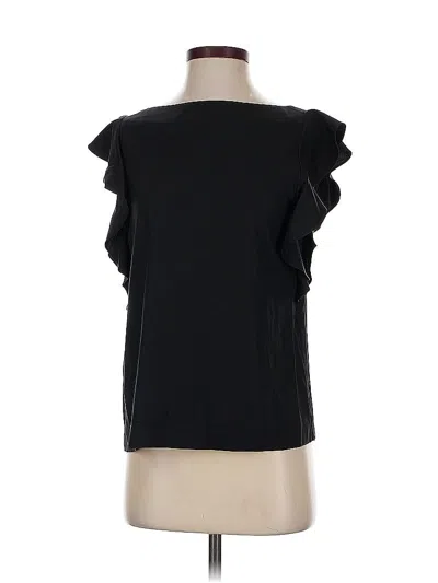 Pre-owned Theory Short Sleeve Top Black Ruffles Neckline Tops