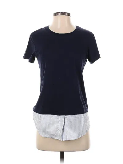 Pre-owned Theory Short Sleeve Top Blue Crew Neck Tops