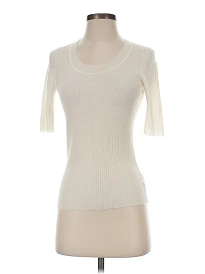 Pre-owned Theory Short Sleeve Top Ivory Boatneck Tops