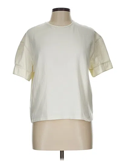 Pre-owned Theory Short Sleeve Top Ivory Crew Neck Tops In White