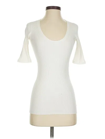 Pre-owned Theory Short Sleeve Top Ivory Scoop Neck Tops In White