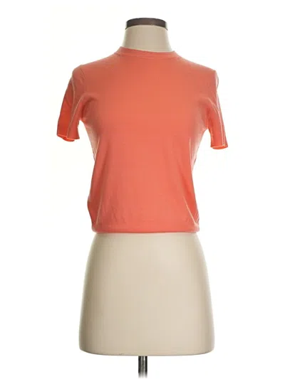 Pre-owned Theory Short Sleeve Top Orange Mock Neckline Tops