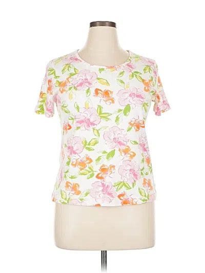 Pre-owned Theory Short Sleeve Top Pink Floral Pattern Sweetheart Neckline Tops